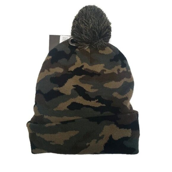 NBA Brooklyn Nets Pom Beanie Winter Hat Cap Green Camo Adult One Size - Picture 3 of 3